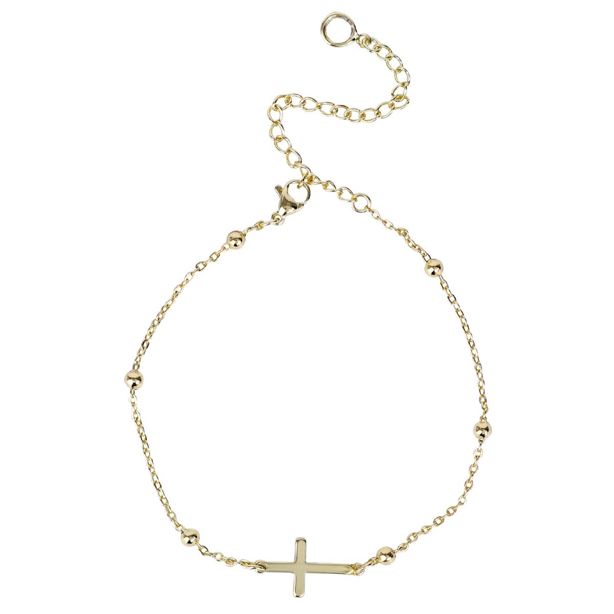 Stijlvolle Gouden Cross Anklet - Verstelbare Koperen Enkelband voor Dames