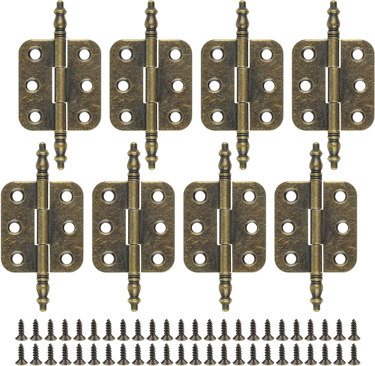 Scharnieren decoratief opvouwbaar 70 x 34 mm antiek retro mini-scharnier - 8 stuks met schroeven voor juwelendoos lade houten doos