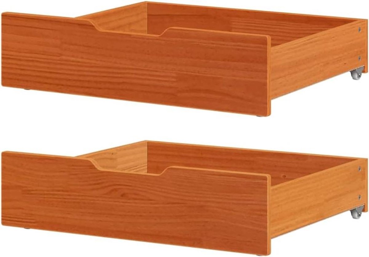 Onderbedlades - Opbergboxen - Ruimte Besparen - Massief Grenenhout - 75 x 55 cm - Bruin