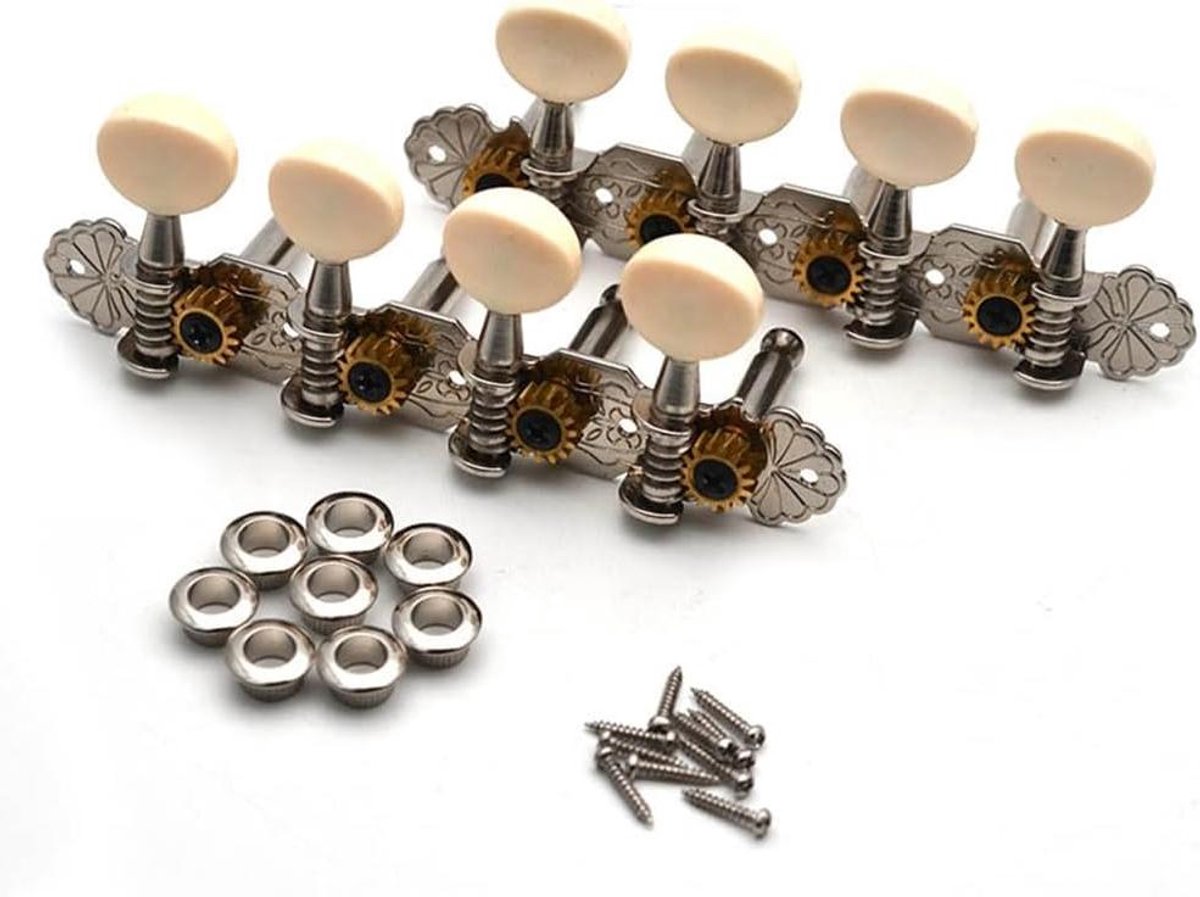 Mandoline Stemmechanieken - Stemknoppen Set - Muziek Instrument - Precisie Afstemming - 8 Snaar - Zilverkleurig