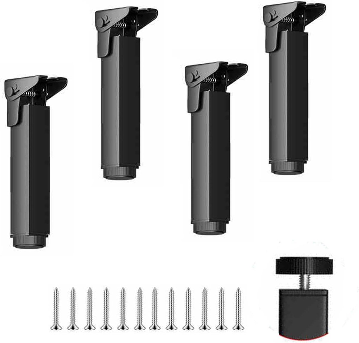 Tafelpoten set - Opvouwbare poten - Meubels maken - Zelfborgend scharnier - 4 stuks 20cm - Zwart