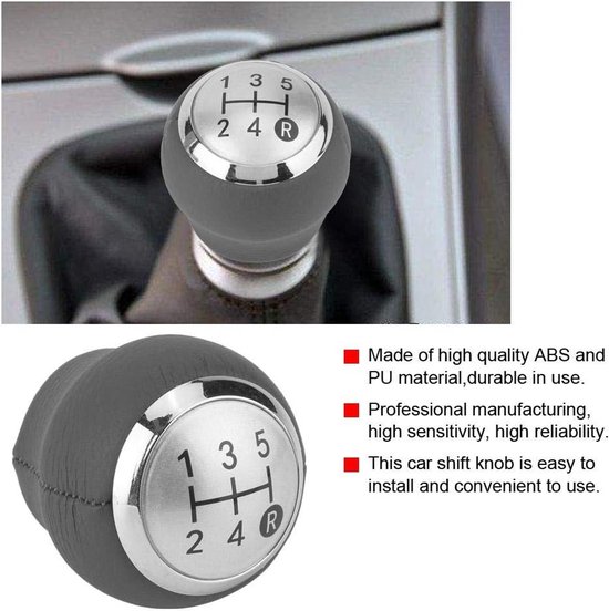 Schakelknop - Pookkop Auto - Auto Interieur - Duurzaam ABS PU - 5 Snelheden - Zwart van Merkloos — afbeelding 4