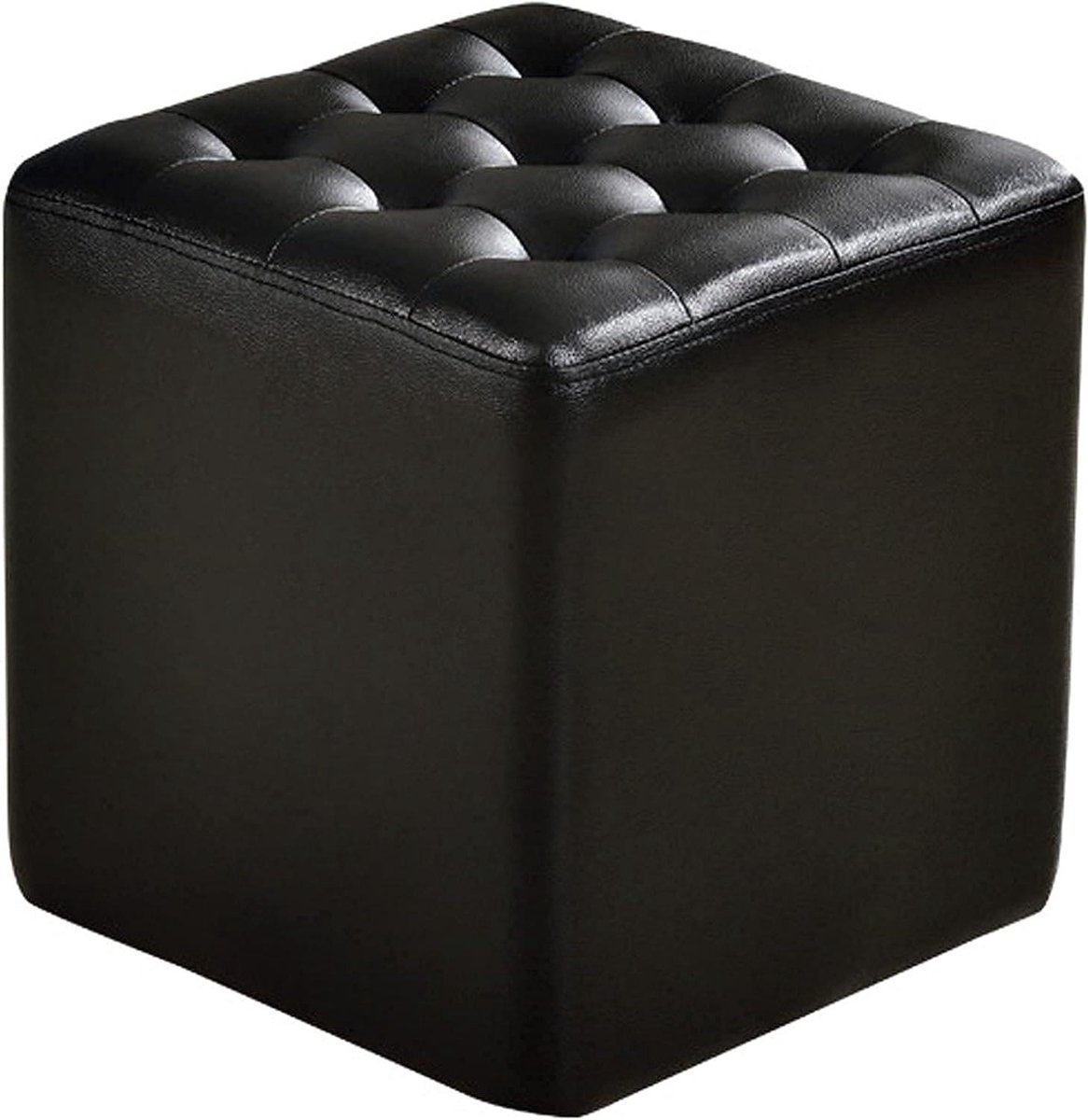 Waterdichte poef - Voetenbank kruk - Comfortabel zitten - Eenvoudig schoon te maken - 37x37x40 cm - Zwart