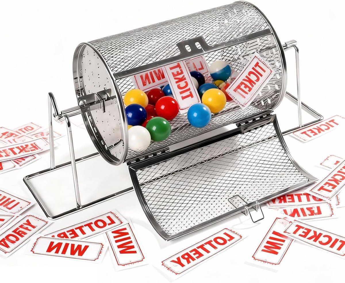 Loterij Ticket Spinner - Loterij Trommel - Evenementen Organiseren - Roestvrij Staal - 18 x 12 cm - Zilver