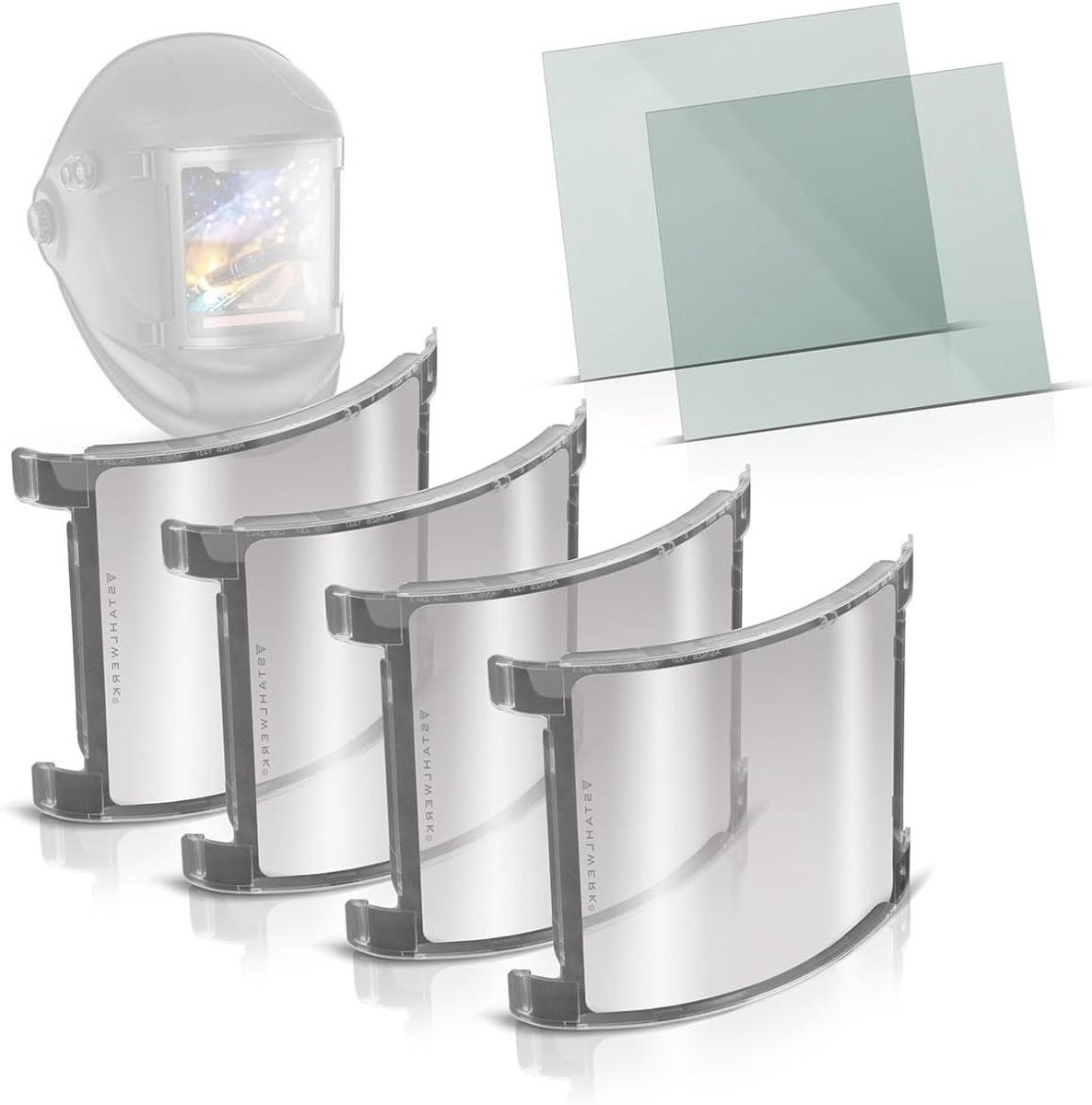 Lashelm reserveschijven - Reserveglazen vizier - Veilig lassen - Krasbestendig polycarbonaat - Set van 6 - Transparant