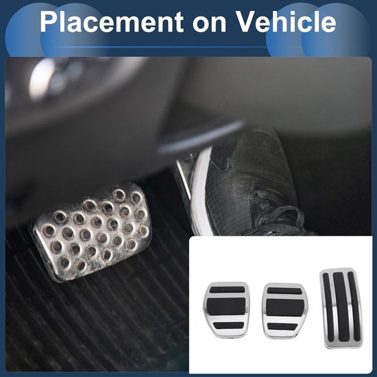 Pedaal Covers Set - Voetsteun Pedaal - Veiliger Rijden - Anti-slip Rubber - 3 Delig - Zilver — afbeelding 4