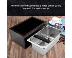 Koffie Knock Box - Espresso Afvalbak - Koffiedik Verwerken - Rubberen Klopstang - 276 cm Lengte - Roestvrij Staal