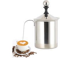 RVS Dubbele Melkschuimer met Handmatige Strainer voor Perfecte Melkschuim en Koffiespecialiteiten