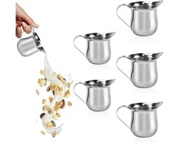 Set van 6 RVS Melkkannen - Mini Melkschuim Jars van 3 oz voor Espresso en Cappuccino, Ideaal voor Barista's en Thuisgebruik