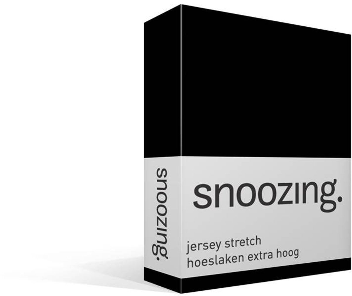 Snoozing Jersey Stretch - Hoeslaken - Extra Hoog - Lits-jumeaux - 200x200/220 cm - Zwart