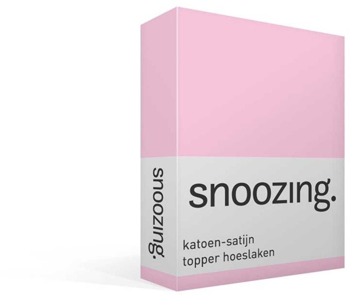 Snoozing Katoen-satijn - Topper - Hoeslaken - Lits-jumeaux - 120x220 cm - Roze