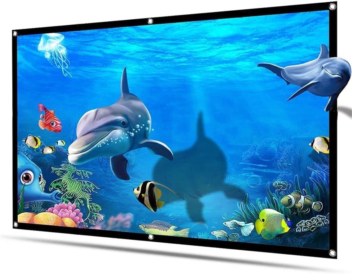 Projectiescherm - Beamerdoek - Thuisbioscoop Creëren - Opvouwbaar en Draagbaar - 100 inch - Wit/Zwart