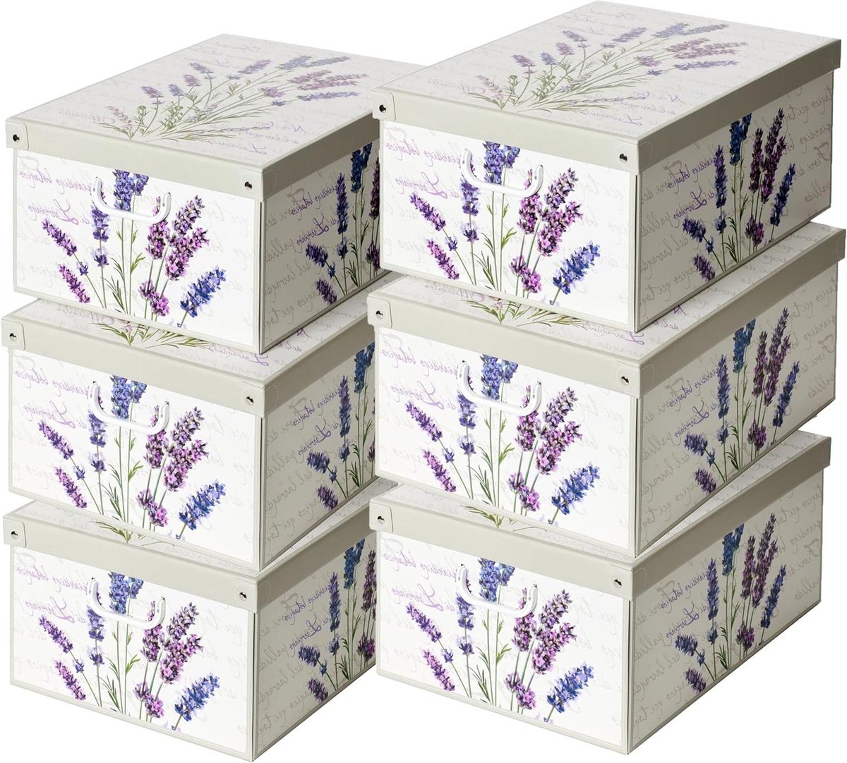 Opbergdozen met deksel - Kleding organizer - Seizoenswissel opbergen - Stevig karton ontwerp - 6 stuks 39x50x24cm - Stippen design