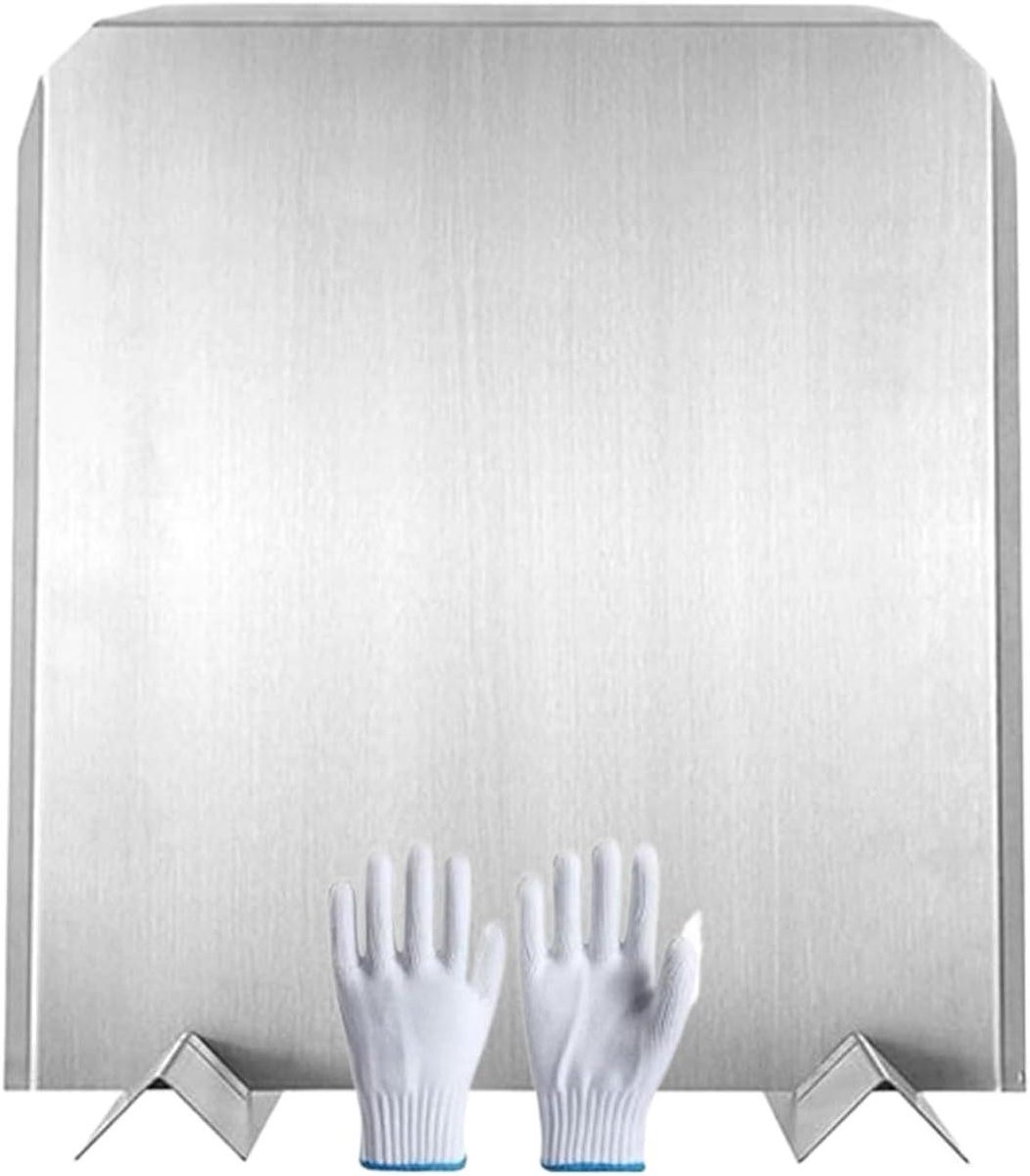 Haardplaat - Hitte Reflector - Winter Verwarming - Roestvrij Staal - 45x40 cm - Zilver