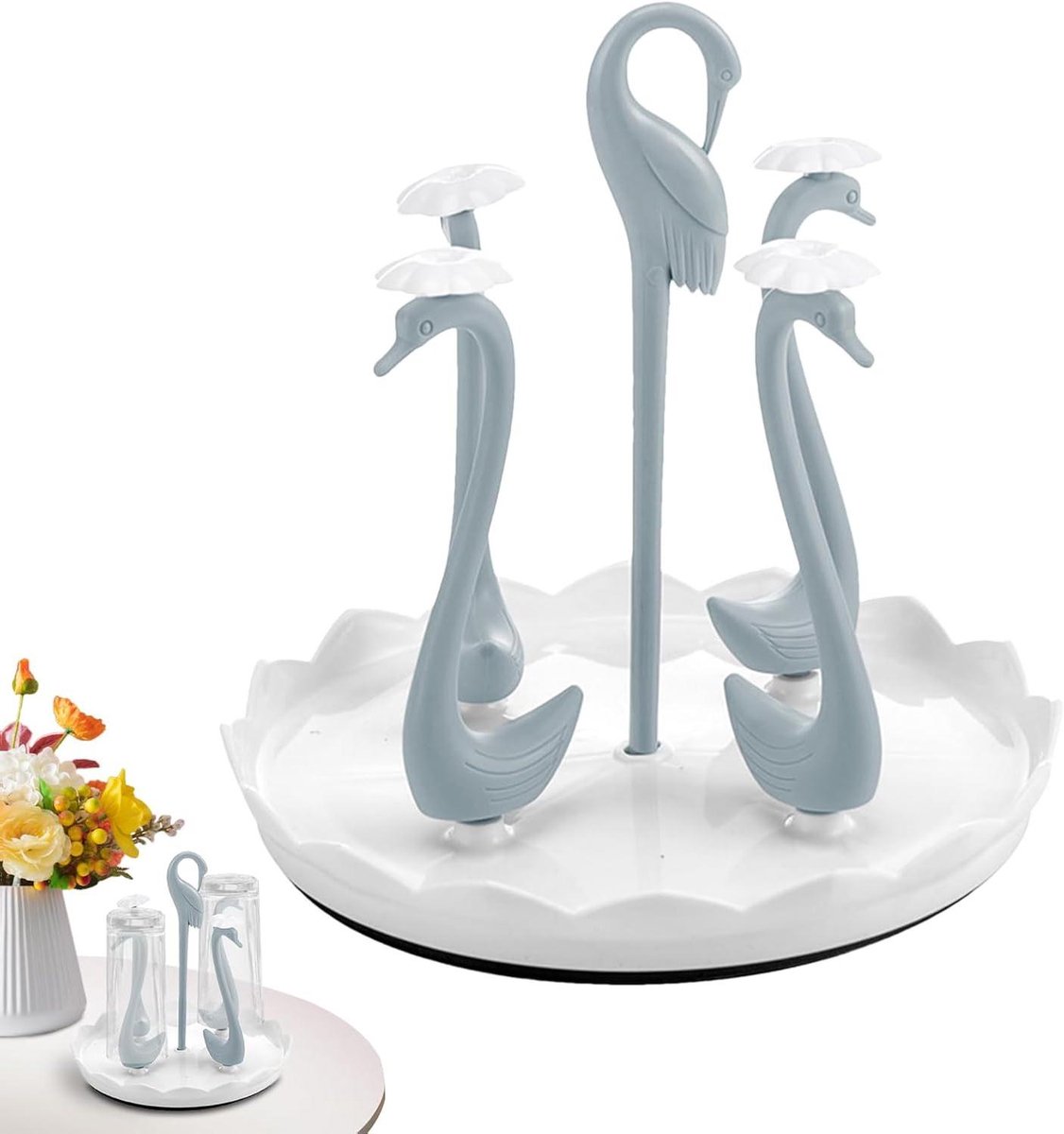 Flessenrek - Bekerhouder - Keuken Organisatie - Hygiënisch Drogen - Vier Kopjes - Lichtblauw