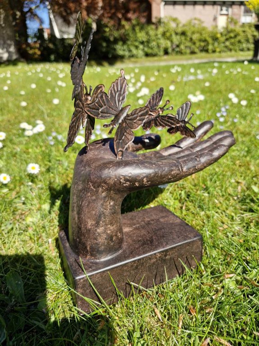 Hand met vlinders ,vrijheid , nieuw leven , liefde