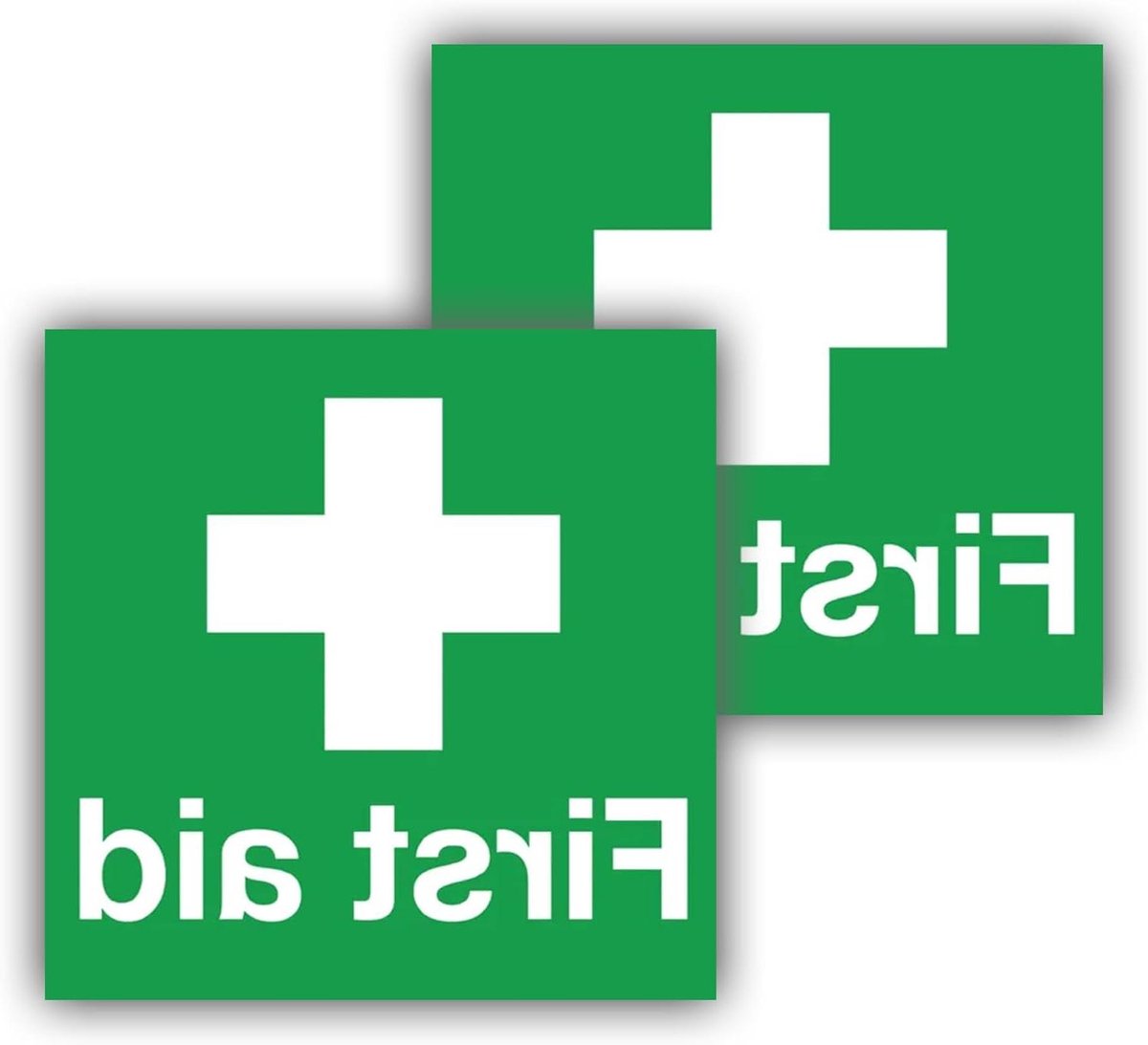 EHBO Stickers - Veiligheidsborden - Noodgevallen Markeren - Weerbestendig Vinyl - 100x100 mm - Groen