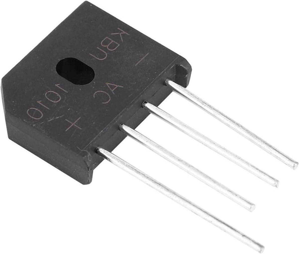 Gelijkrichter Brug - Diodebrug - Elektronica Reparatie - 1000V 10A - SIP4 Pakket - Zwart