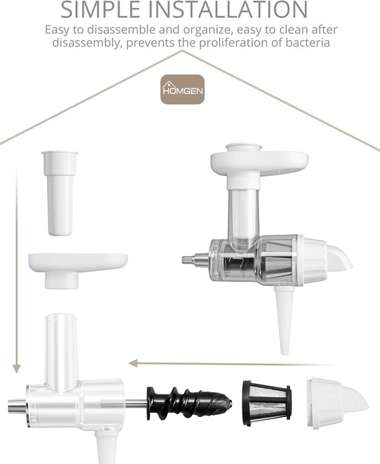Sapcentrifuge Opzetstuk - Keukenmachine Accessoire - Verse Sappen Maken - Efficiënte Sapwinning - 26x18x10 cm - Wit — afbeelding 5