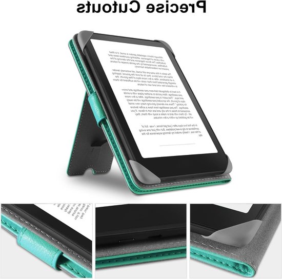 Universele leren beschermhoes voor 6.8'' eReaders zoals Paperwhite, Pocketbook en Kobo Clara HD, cyan kleur, schokbestendig en stijlvol ontwerp — afbeelding 5