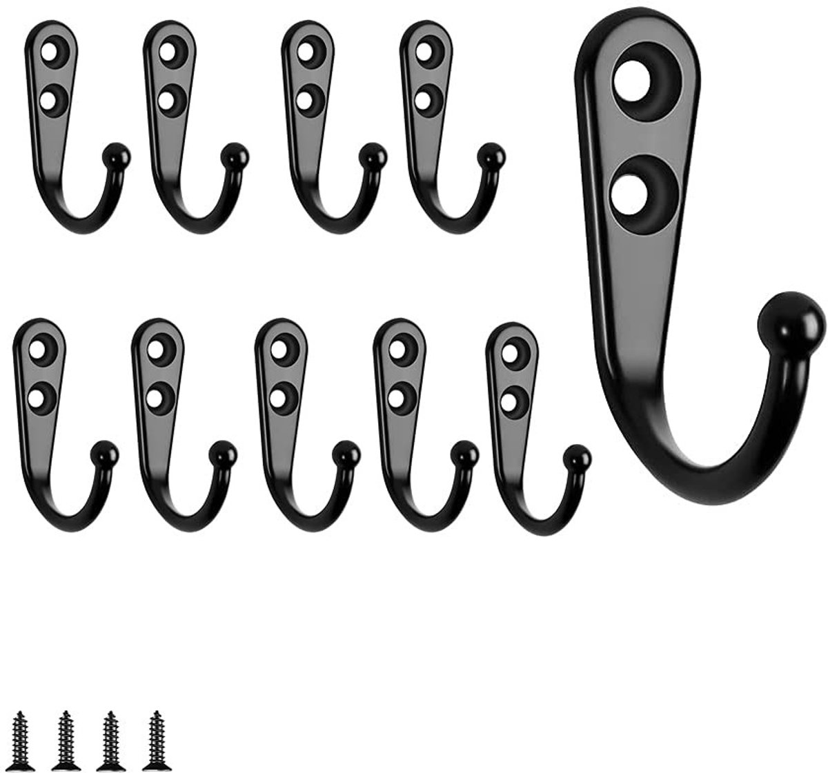 Store_9 - Wandhaken - Sterke Wandbevestiging - Zwart - Voor Thuisgebruik - Ideaal voor Muren - 10 Stuks