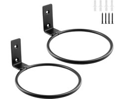 Ophangringen voor plantenbakken - Steunringen voor plantenbakken - Wandmontageset - Metalen plantenbakken voor aan de muur - Hangende plantenstandaards - Geschikt voor tuindecoratie, binnen- en buitenbeplanting - Set van 2 - Matzwart - 12,7 cm