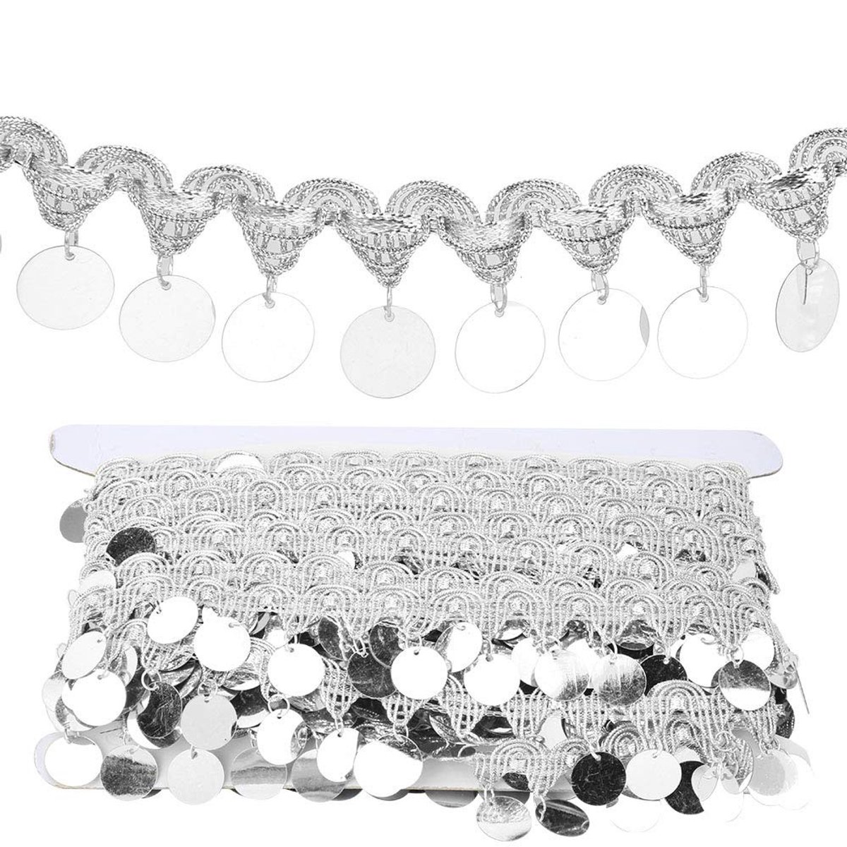 Zilveren Belly Dance Tassel - 10 Yards Met Sequins Voor Danskostuums