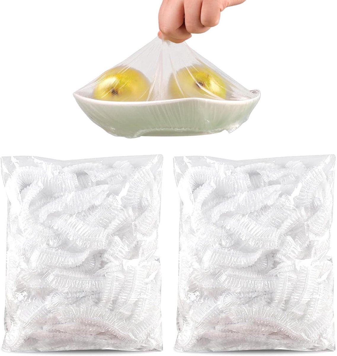 ONF3 - Voedselveilige Plastic Folie - Voedselopslag - Elastische Deksel - 200 Stuks - Ideaal voor bewaren - Veilig voor voedsel - Geschikt voor ...