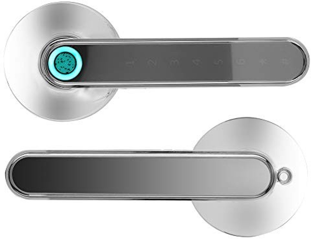 aladdien - Keyless Entry Door Lock - Slimme Deurslot - Veilig met Vingerafdruk - Chrome - Elektronisch Deurslot - Geschikt voor Thuis en Kantoor - B..