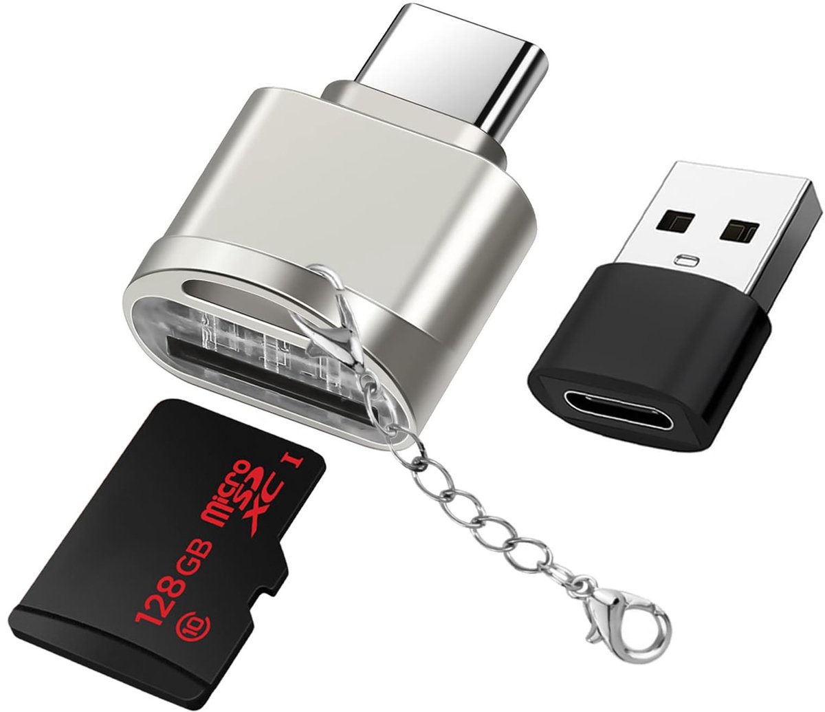 Allecto - USB C SD Card Reader - Micro SD Kaartlezer - Compact en draagbaar - Zilver - Geschikt voor MacBook en Smartphone - Plug & Play