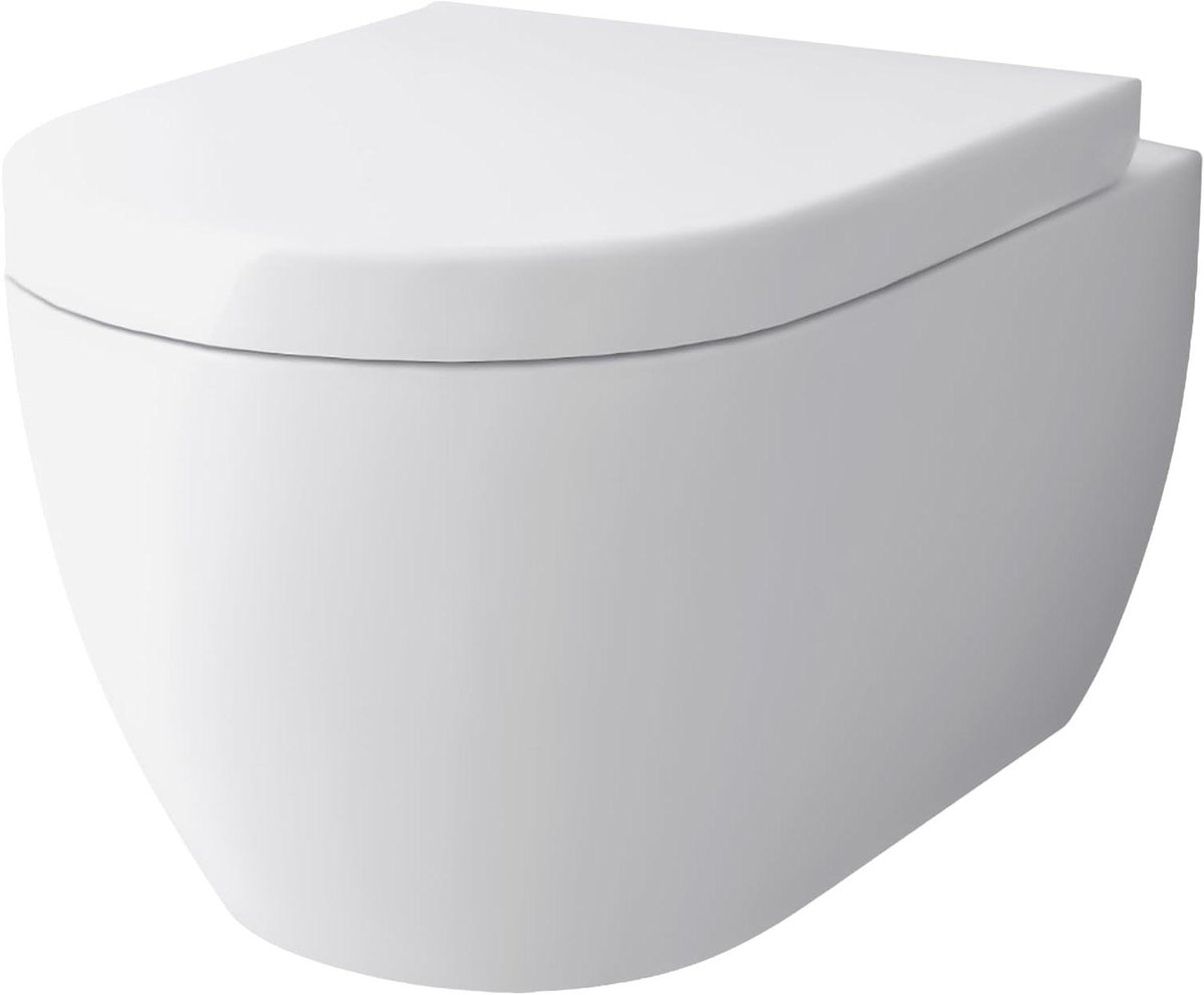 Wandtoilet met douchefunctie - Hangend toilet - Intieme hygiëne - Zonder spoelrand - 525 cm diep - Wit