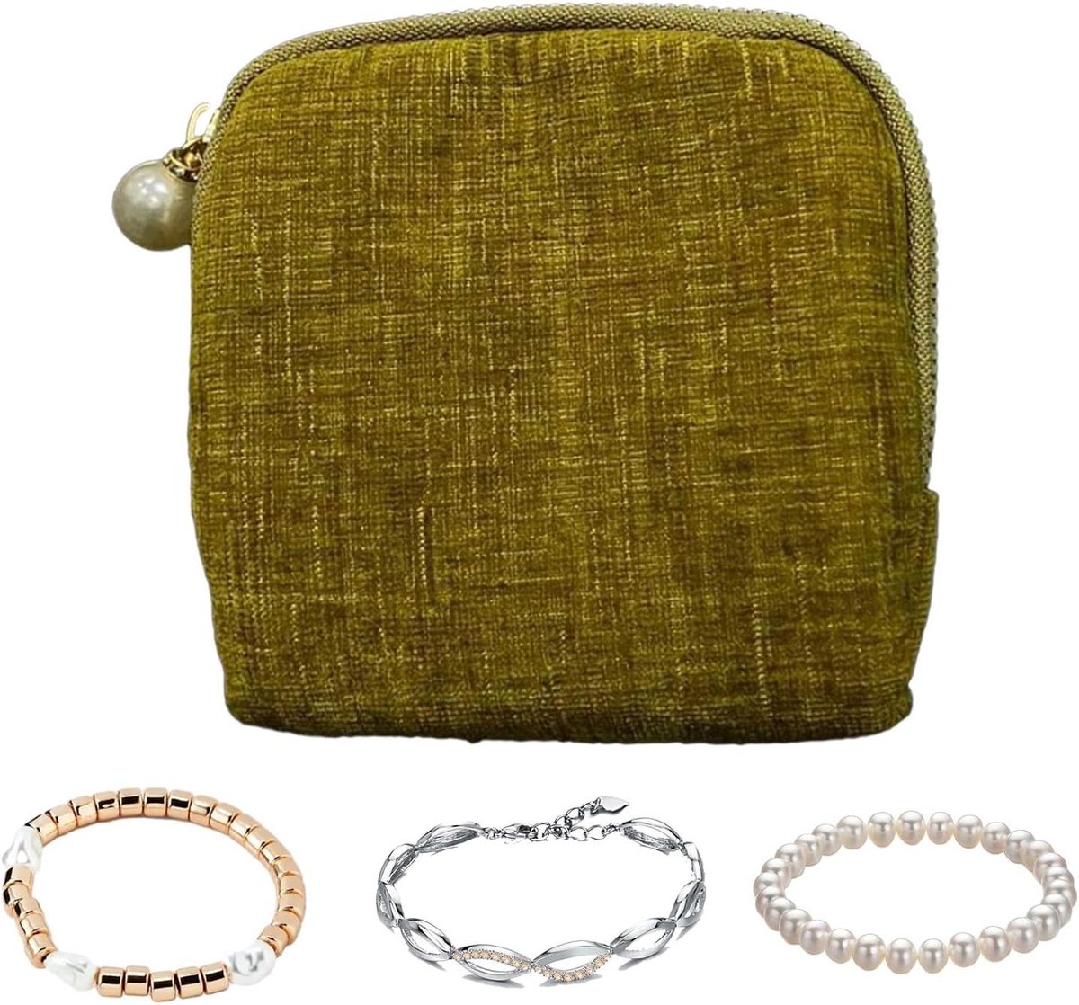Reis Sieraden Etui - Opbergtasje Vakken - Sieraden Organiseren - Meerdere Compartimenten - 15x3x3 cm - Geel