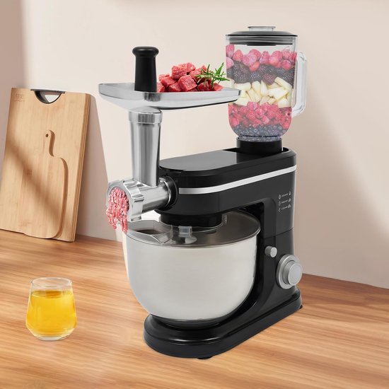 Keukenmachine - Mixer - Allround Koken - 3-in-1 Functionaliteit - 6L Kom - Zwart Zilver — afbeelding 2