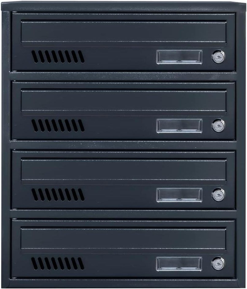 Brievenbus module - Postkast - Post sorteren - Vandalismebestendig - 4 compartimenten - Antraciet