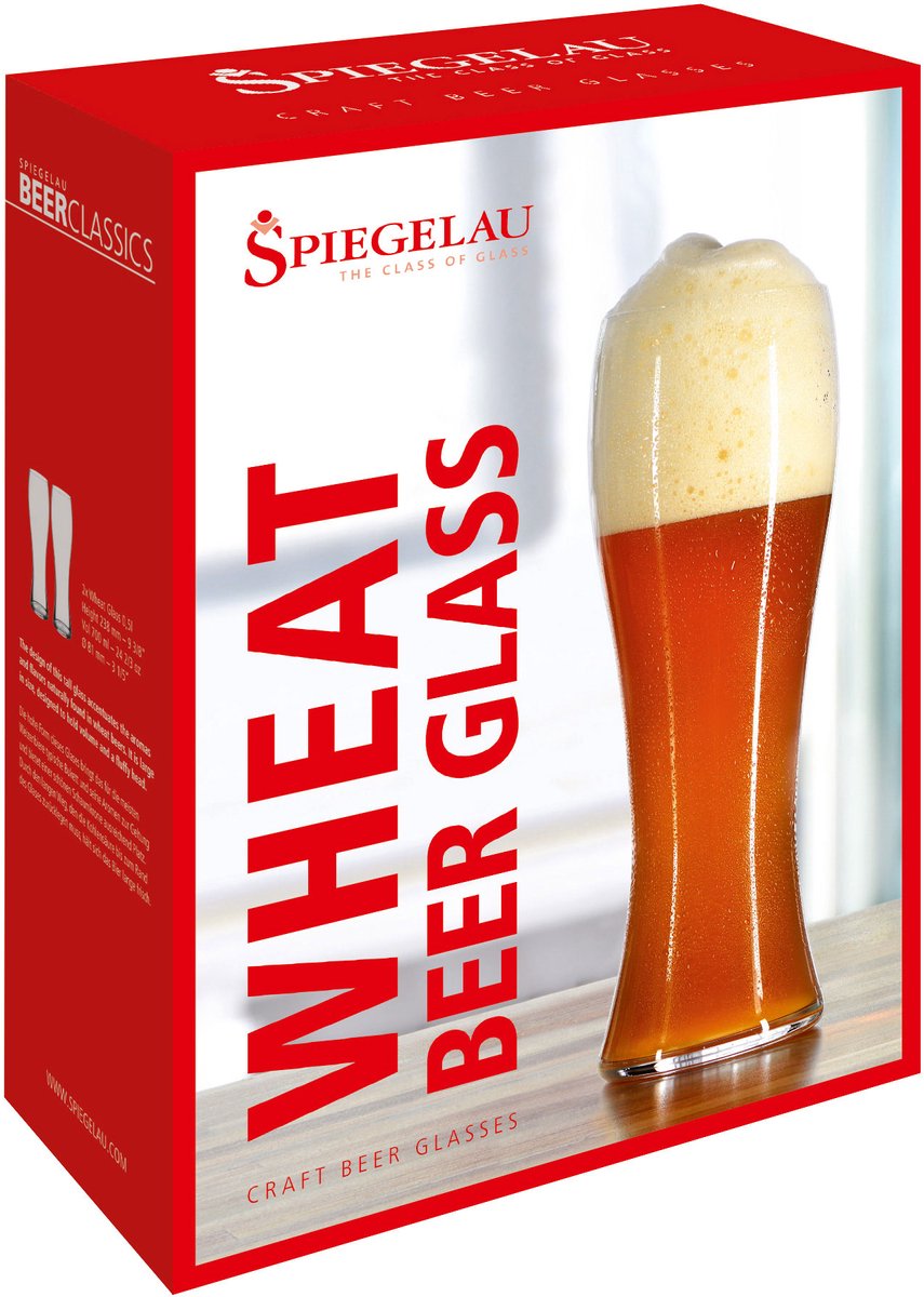 Spiegelau Beer Classics Hefeweizenglas, set van 2, bierglas, tarweglas, kristalglas, 700 ml, 4991685