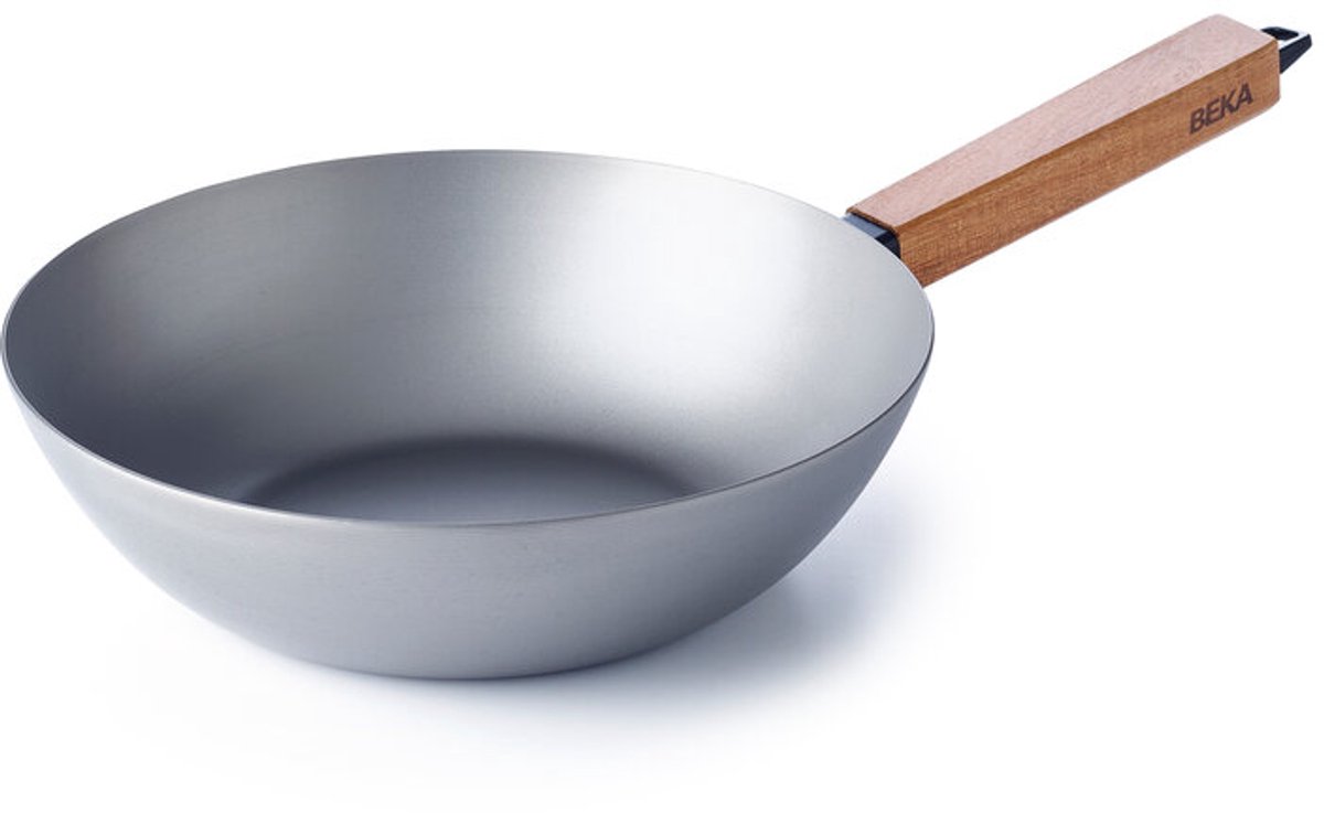 Beka Nomad wokpan - Ø 24 cm - Staal - PFAS-vrij - Houten greep - Geschikt voor inductie & BBQ