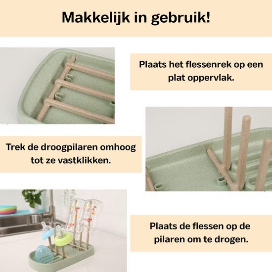 TSD goods - Flessen Droogrek - Flessenrek Baby - Droogrek Voor Baby Flessen - Baby Voeding - Uitklapbaar - Blauw van Merkloos — afbeelding 5