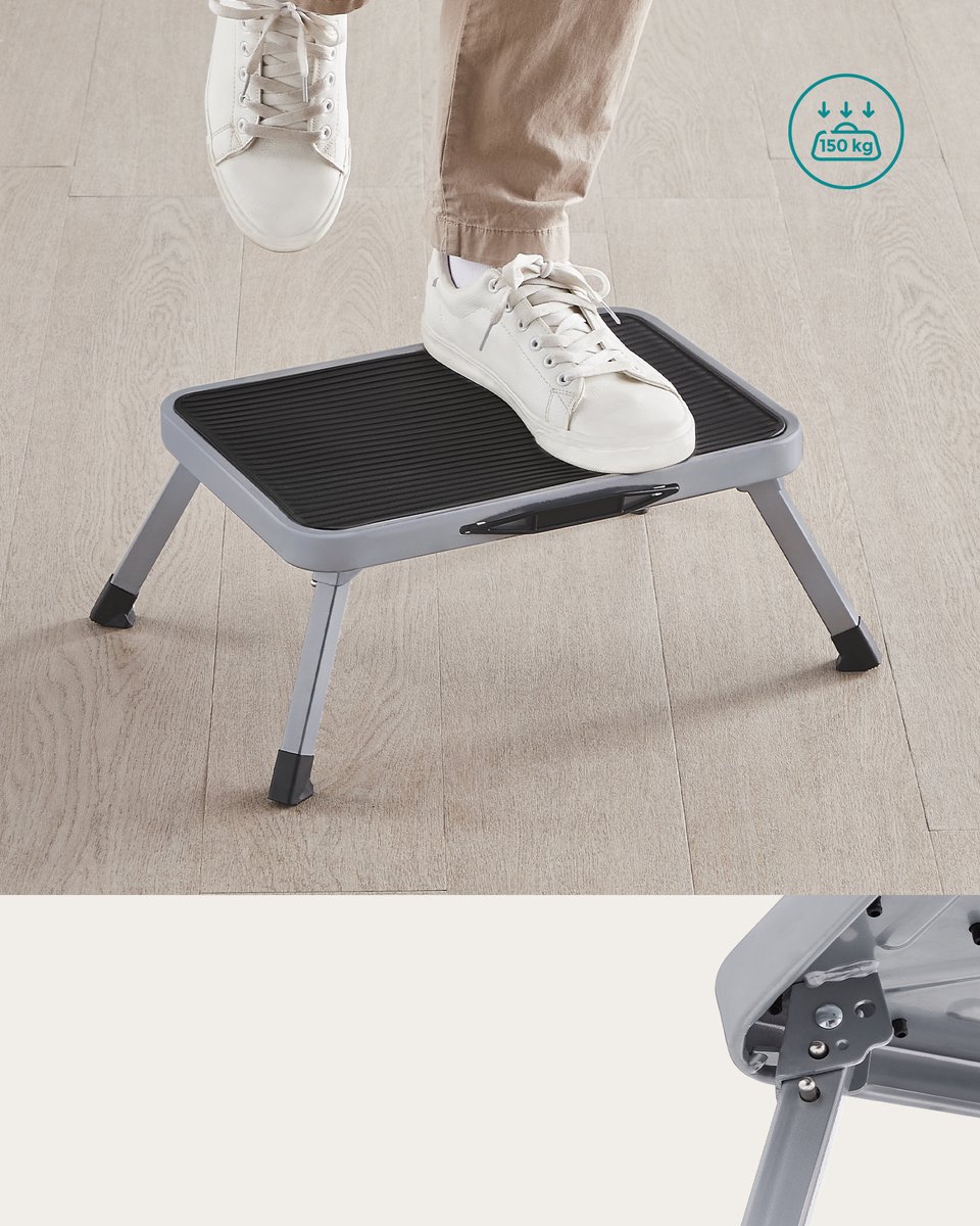 SONGMICS - Ladder - Opvouwbare Enkelvoudige Trap - Stalen Constructie - Antislip Treetrede - Draagvermogen 150 kg – foto 2