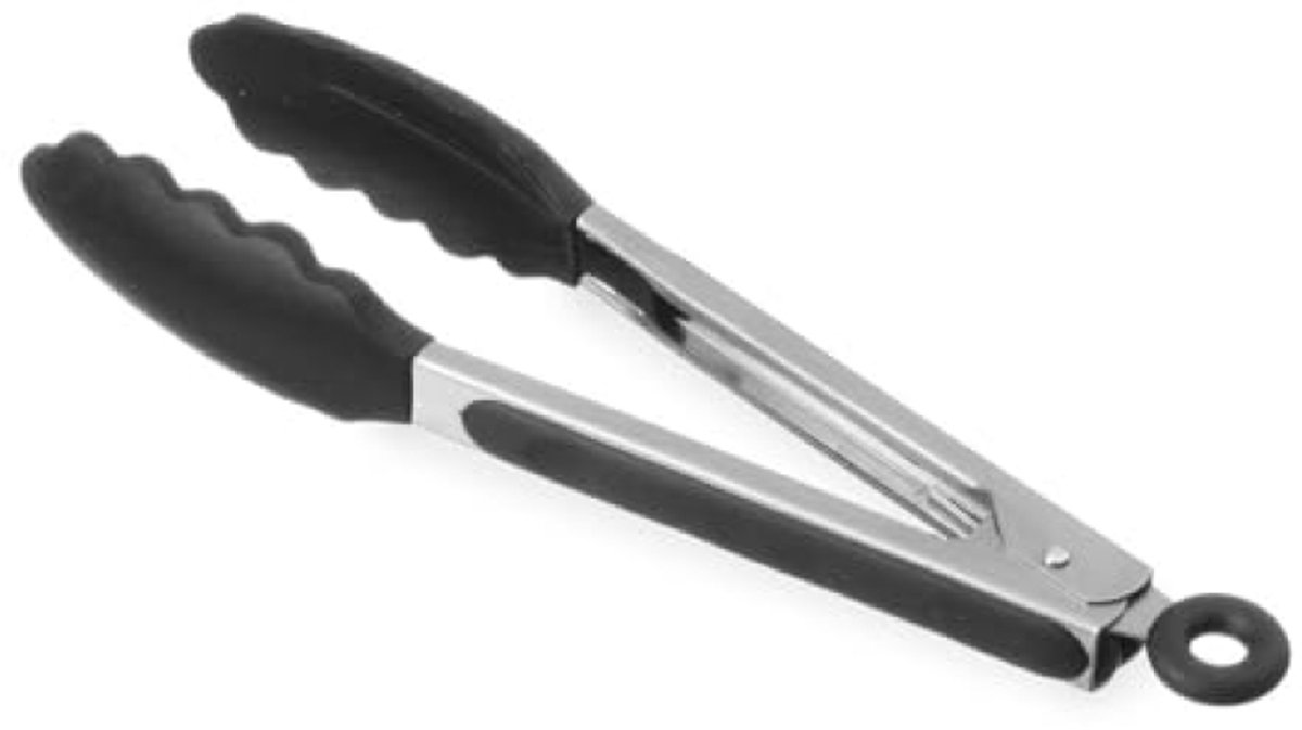 RVS Serveertang met Siliconen Bek - Vaatwasbestendig, Softgrip Handvatten, 26.7 cm