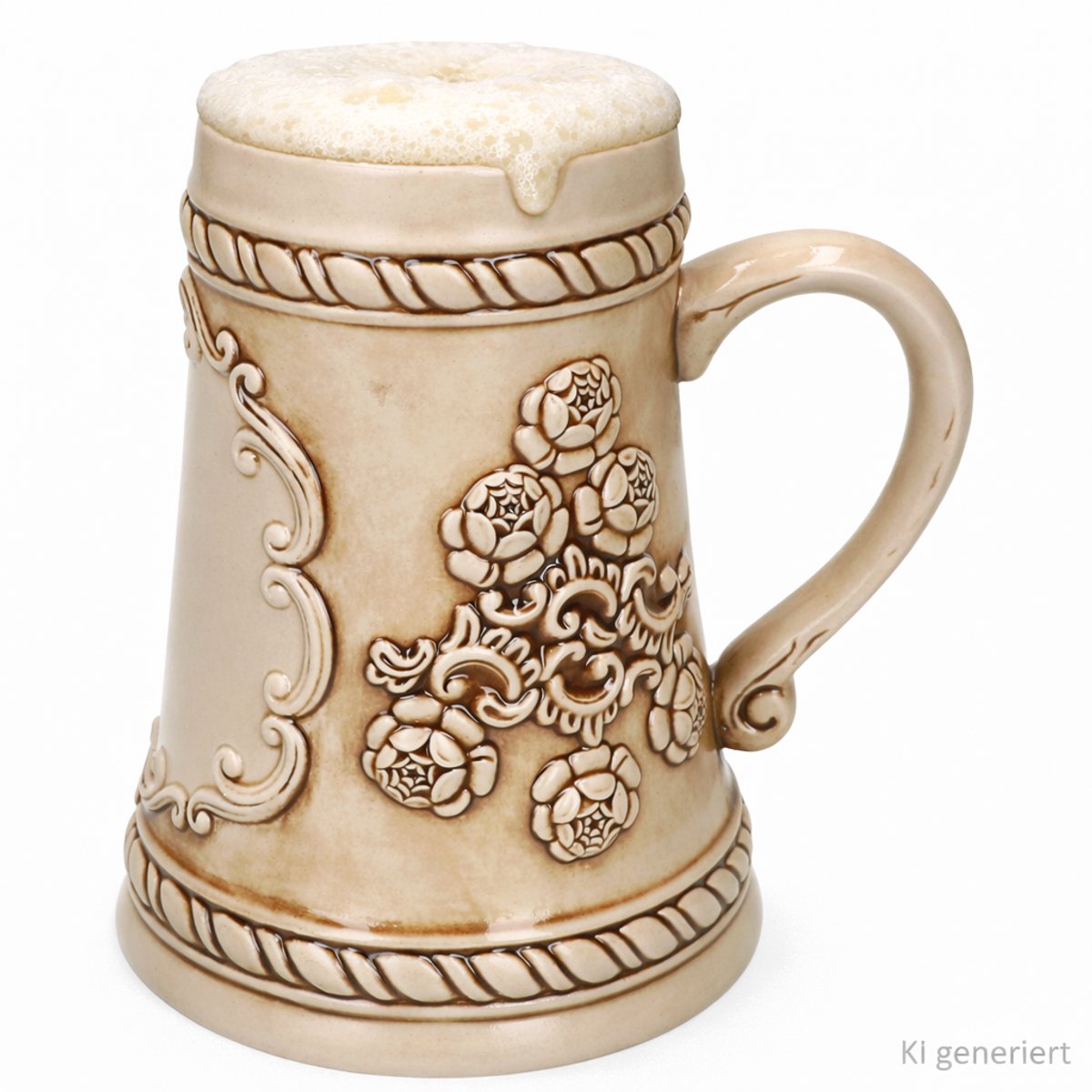 Ruhpolding-kruik met bord 0,5 liter beige-bruin keramiek