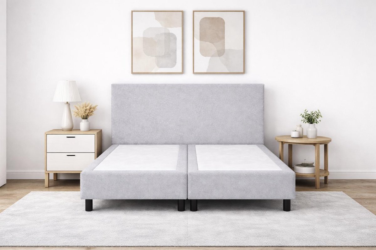Boxspring Ayla Royal - 200x220 Zonder matras - Grijs Glad - Ayla Matrassen - 2 persoons