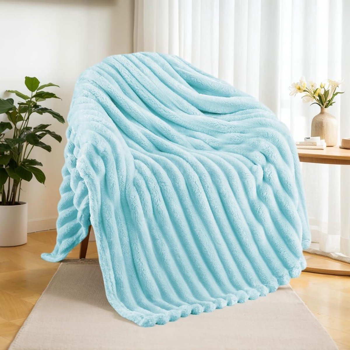 Fleece deken - Plaid deken - Bank en bed - Super zacht - 127 x 152 cm - Lichtblauw