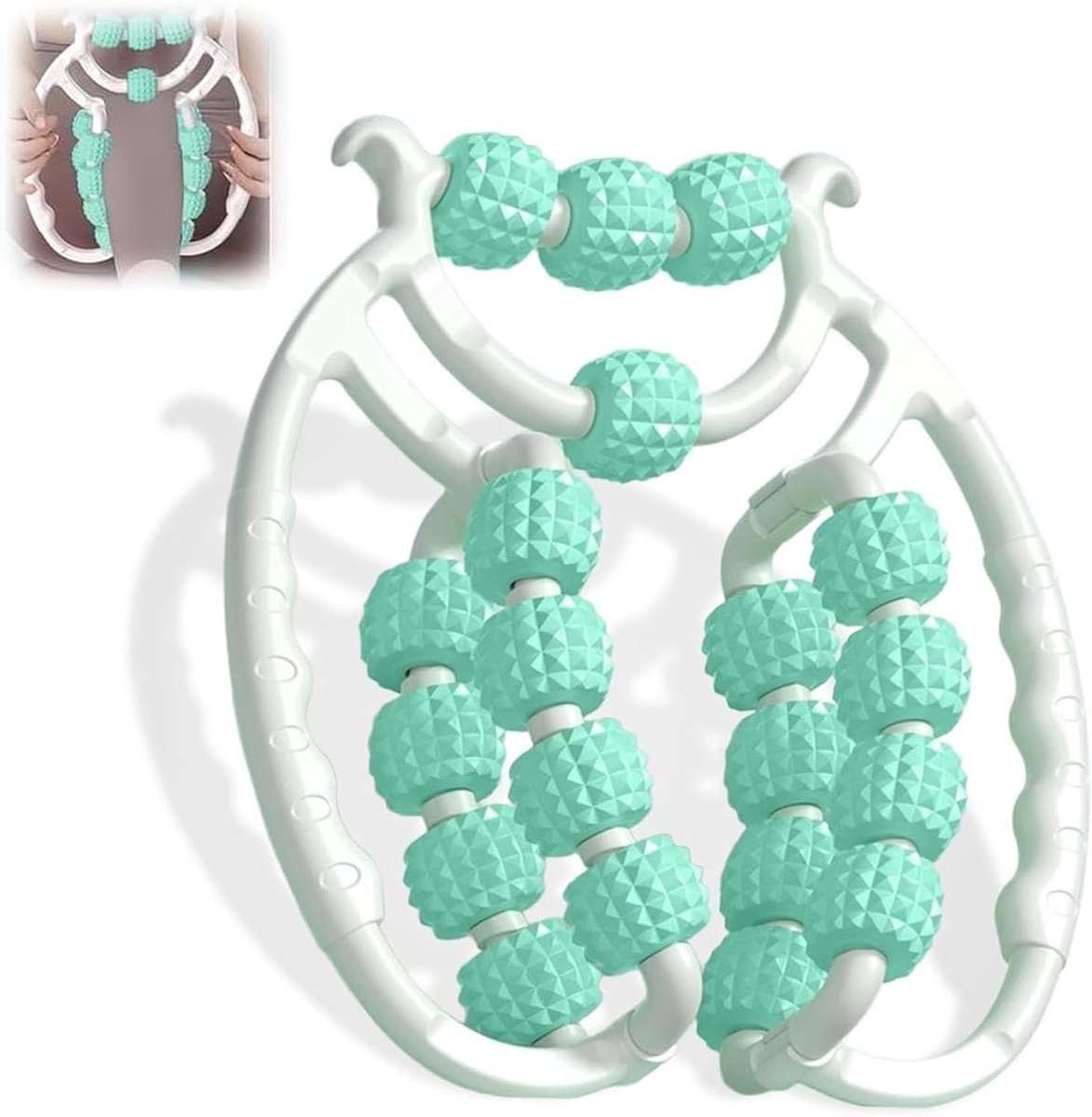Massageroller voor benen, 20 wielen, armbeen, massage, cirkelvormige beenklemmen, cellulitis massageapparaat met handvat, lymfedrainage-apparaat, cellulitis roller voor dijen, kuiten, billen