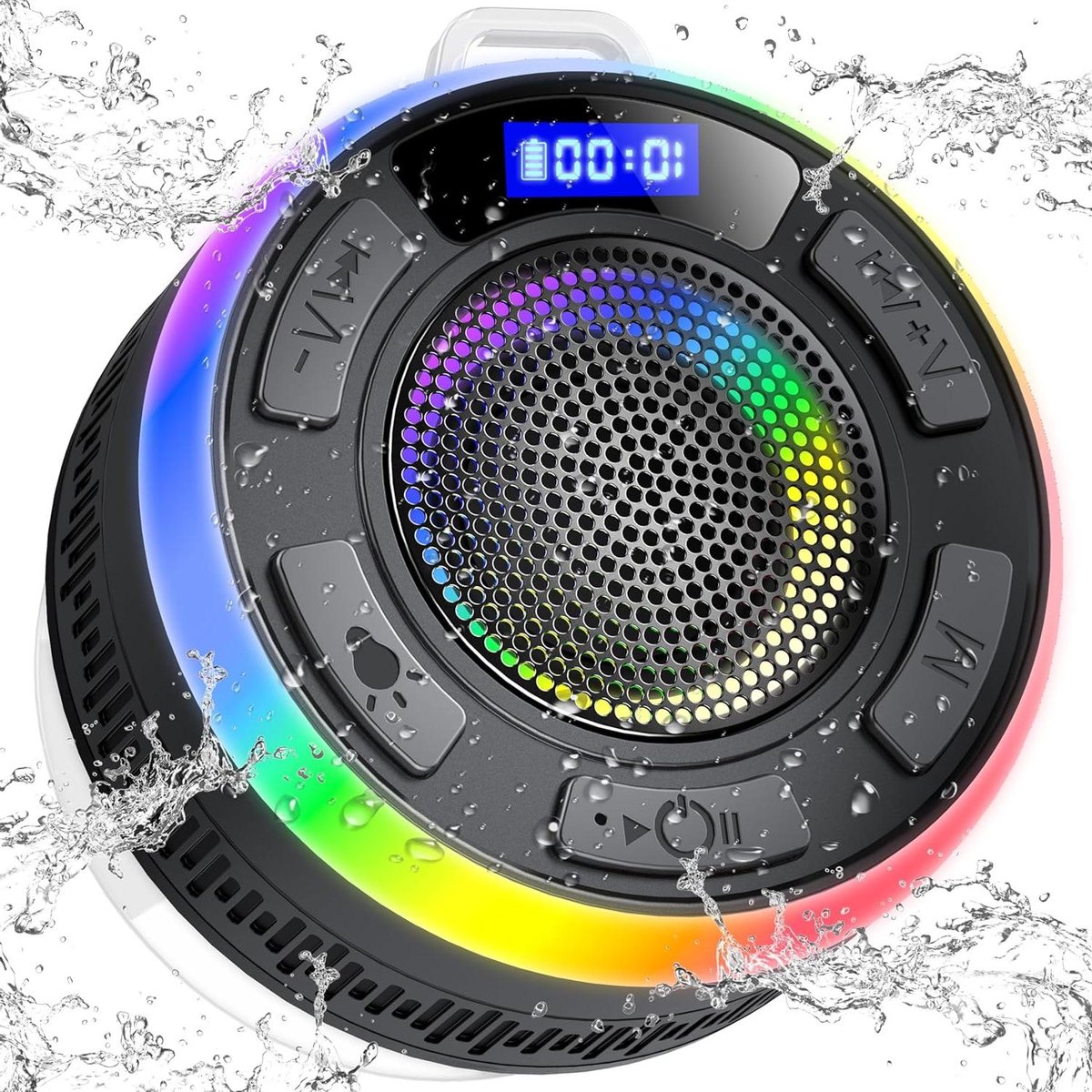 Bluetooth Luidspreker - Draadloze Speaker - Douche Muziek - IP7 Waterdicht - Met Zuignap - Kleurrijk Licht