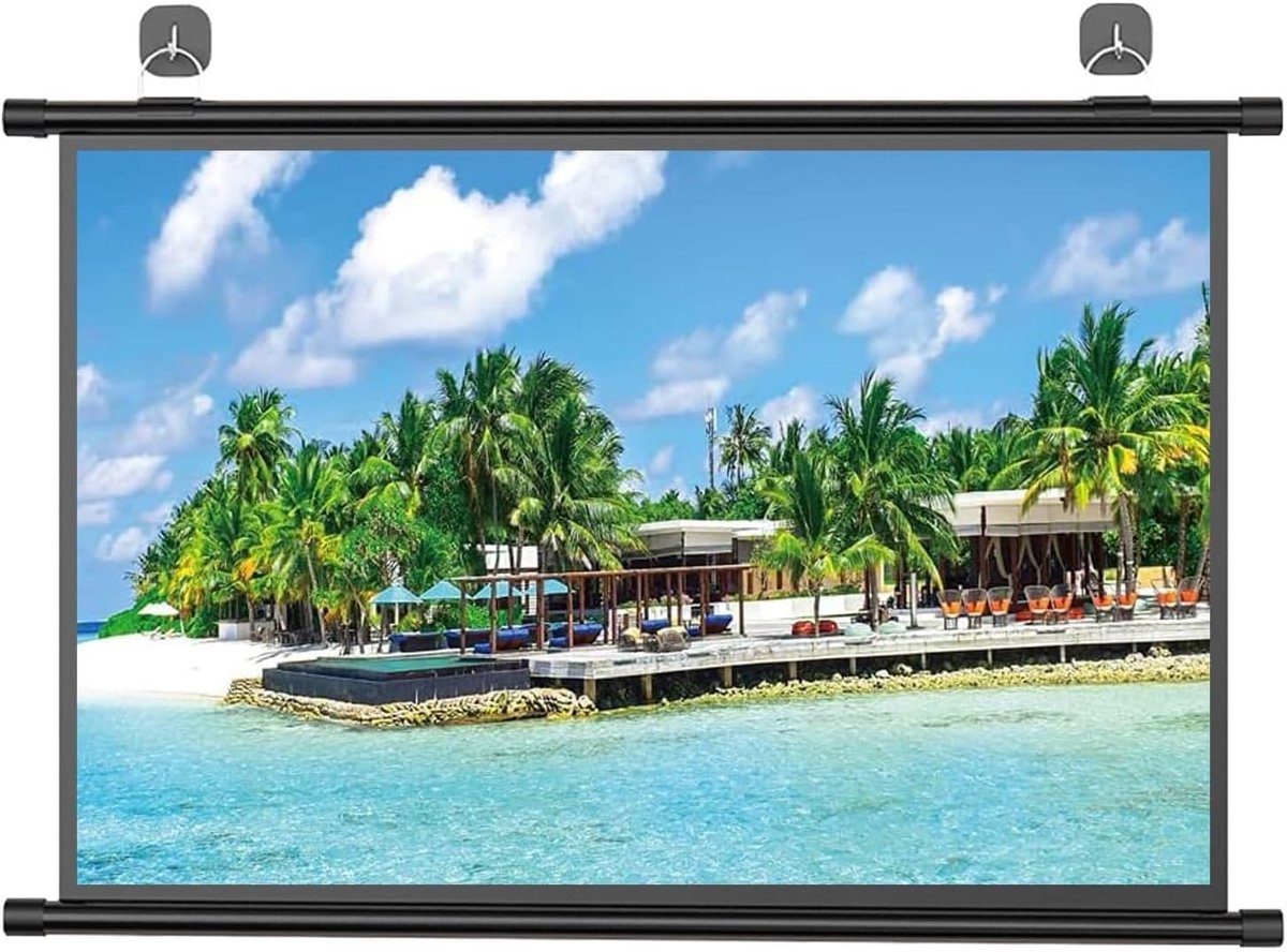 Draagbaar Projectiescherm - Projectiescherm Muur - Thuisbioscoop Kantoor - Handmatig Uitschuifbaar - 30 tot 72 Inch - Wit