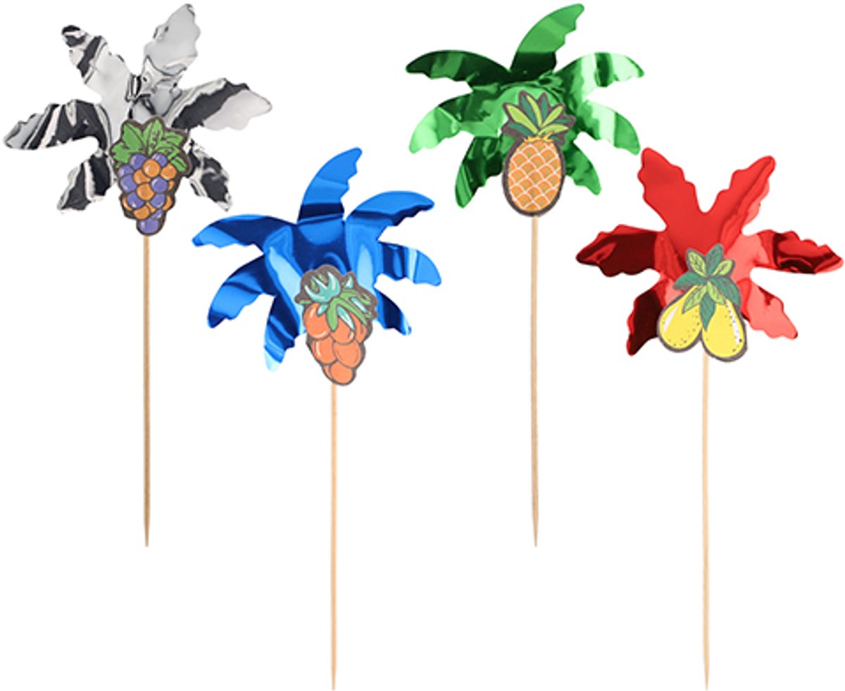 5x 50 Decoprikkers 195 cm assorti kleuren Palm Leaf