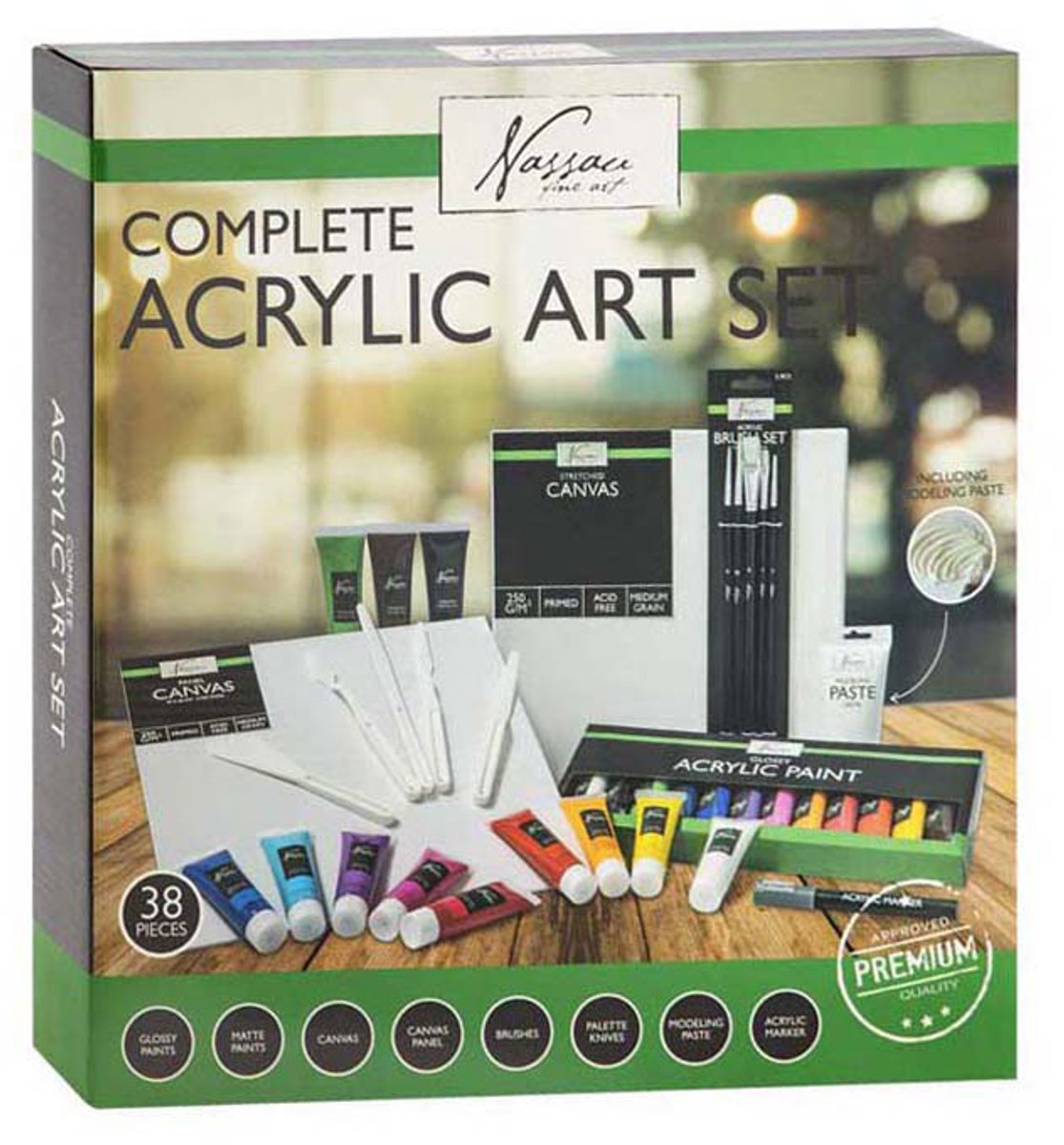 Acrylverf Set 38pcs - Starterset - Acrylverf - Penselen - Canvasdoeken - Modelleerpasta - Paletmessen - Acrylverf Marker Zwart - Geschikt voor hobbyartiest en ervaren kunstenaar — afbeelding 12