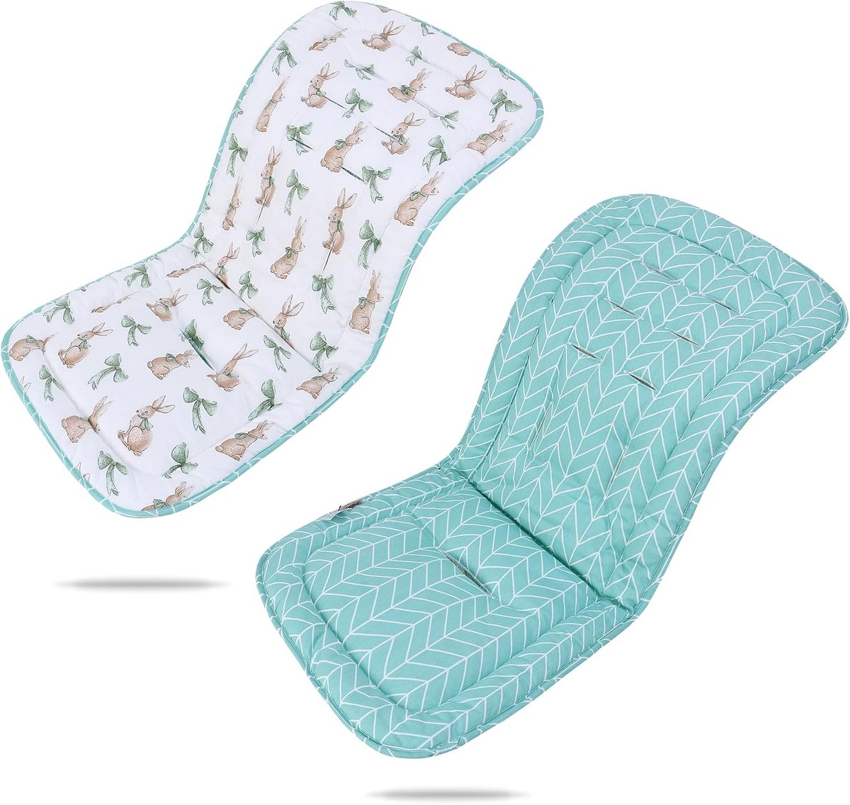 Baby Kinderwagen Zitkussen - Universele Inlegger - Comfortabel Zitten - Dubbelzijdig Bruikbaar - 78x33cm - Vliegend Konijn