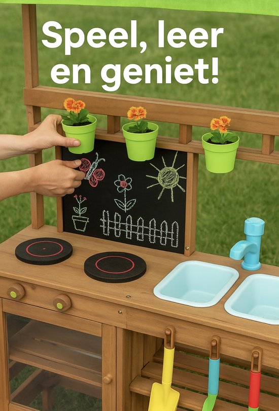 AIYAPLAY Kinderkeuken Speelkeuken met Magnetron, Gootsteen en Accessoires, Speelset voor Kinderen, Cadeau voor Meisjes en Jongens vanaf 3 Jaar, Groen