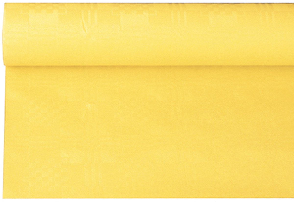 12x Tafelkleed papier met damastprint 6 m x 12 m geel
